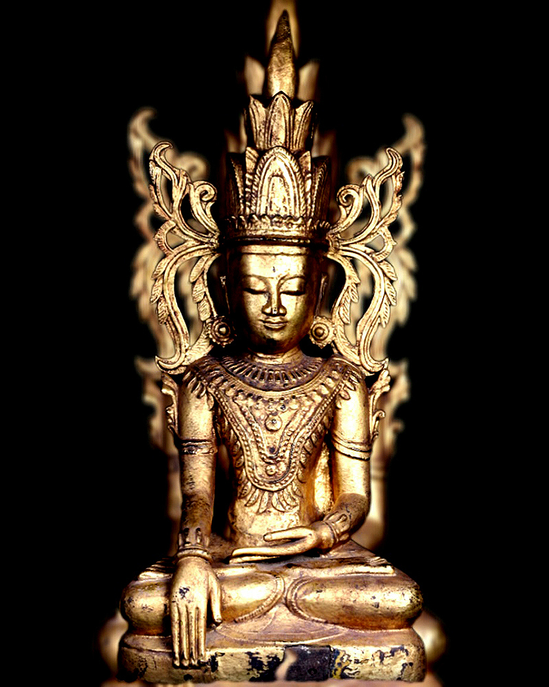 Extremely Rare 17C Bronze Sitting Laos Buddha #DW097